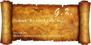 Gubek Krisztián névjegykártya